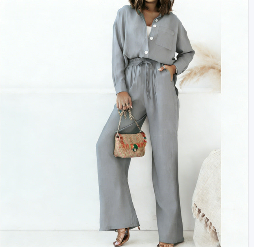 Women Button Down Wide Leg 2 Piece Vacation Set 🌴