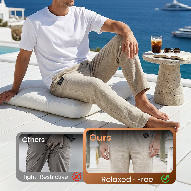 Summer Thin Casual Loose Bamboo Linen Men's Trousers