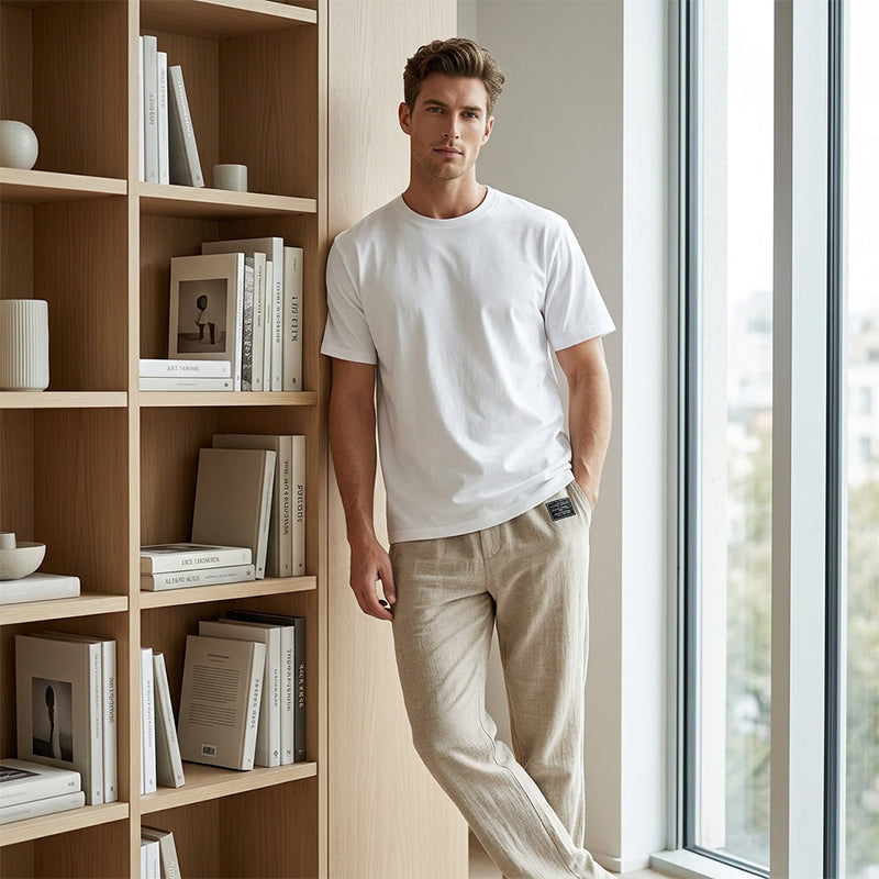 Summer Thin Casual Loose Bamboo Linen Men's Trousers