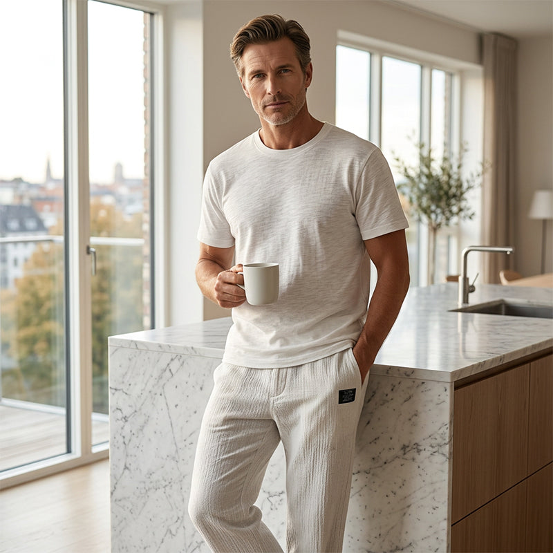 Summer Thin Casual Loose Bamboo Linen Men's Trousers