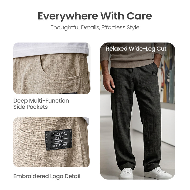 Summer Thin Casual Loose Bamboo Linen Men's Trousers