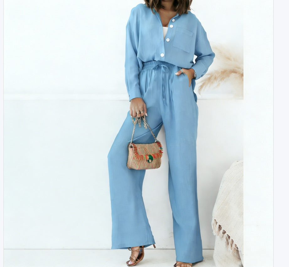 Women Button Down Wide Leg 2 Piece Vacation Set 🌴