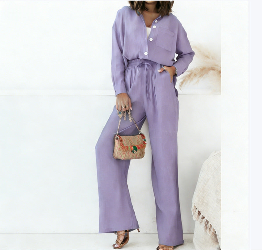 Women Button Down Wide Leg 2 Piece Vacation Set 🌴