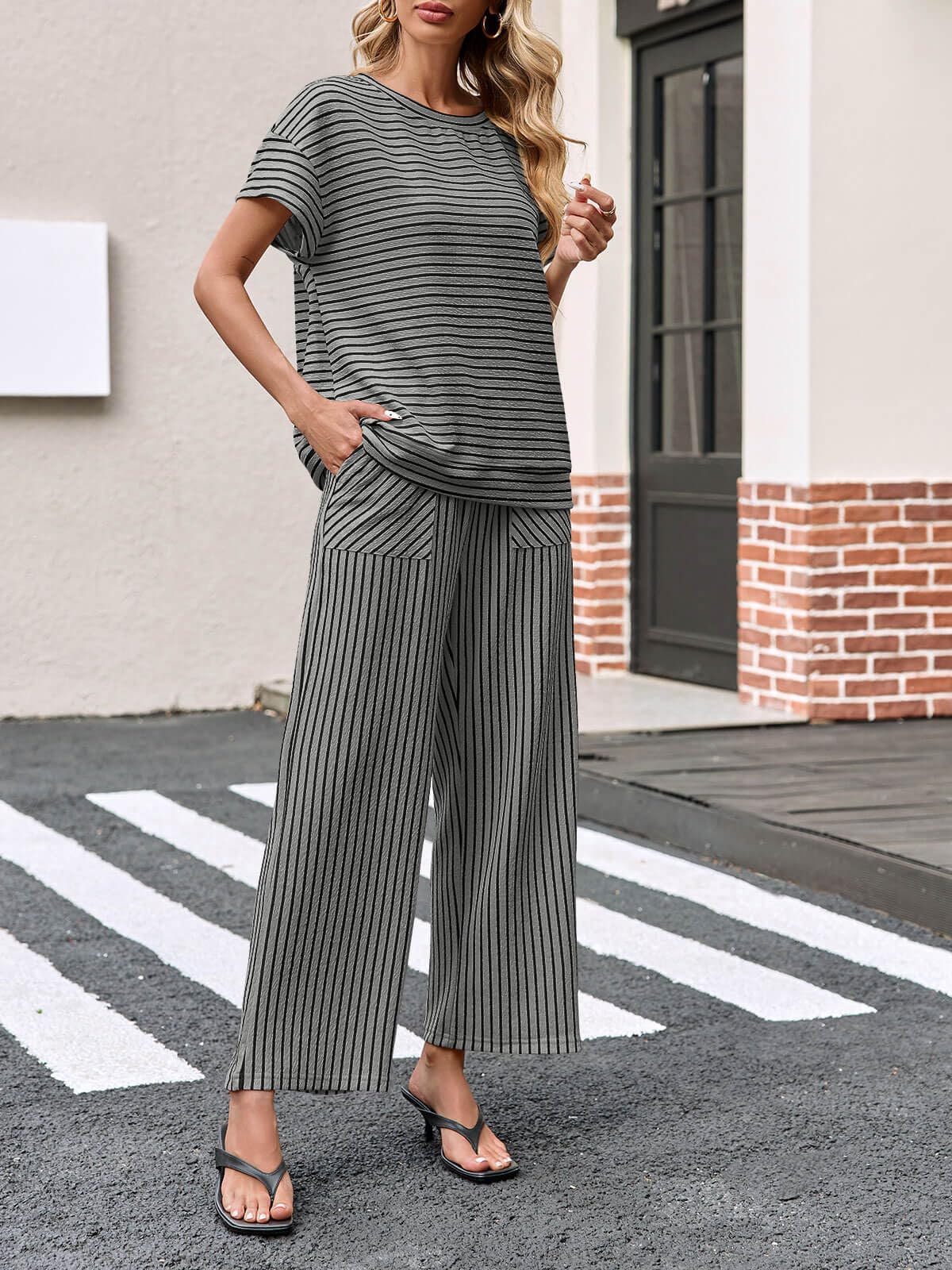 Women's Striped 2 Piece Sets