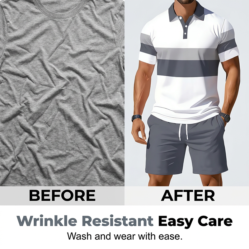 💥 Men's Two-Piece Shirt and Shorts Set – Digital Print, Athletic Fit, Wrinkle Resistant ✨