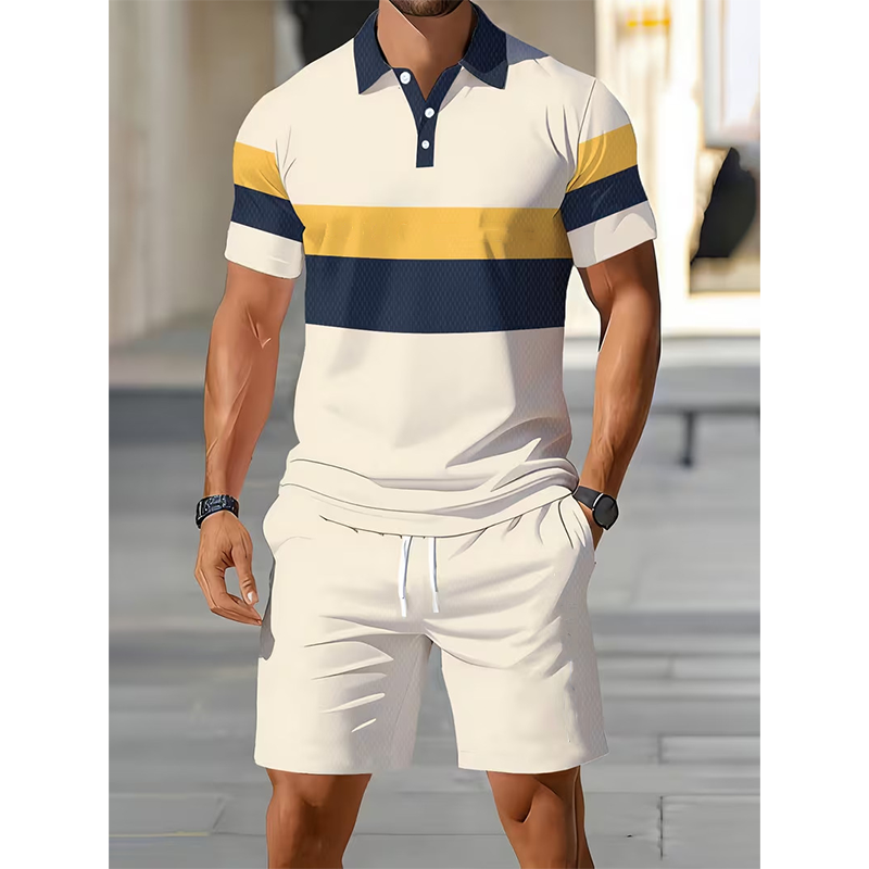💥 Men's Two-Piece Shirt and Shorts Set – Digital Print, Athletic Fit, Wrinkle Resistant ✨