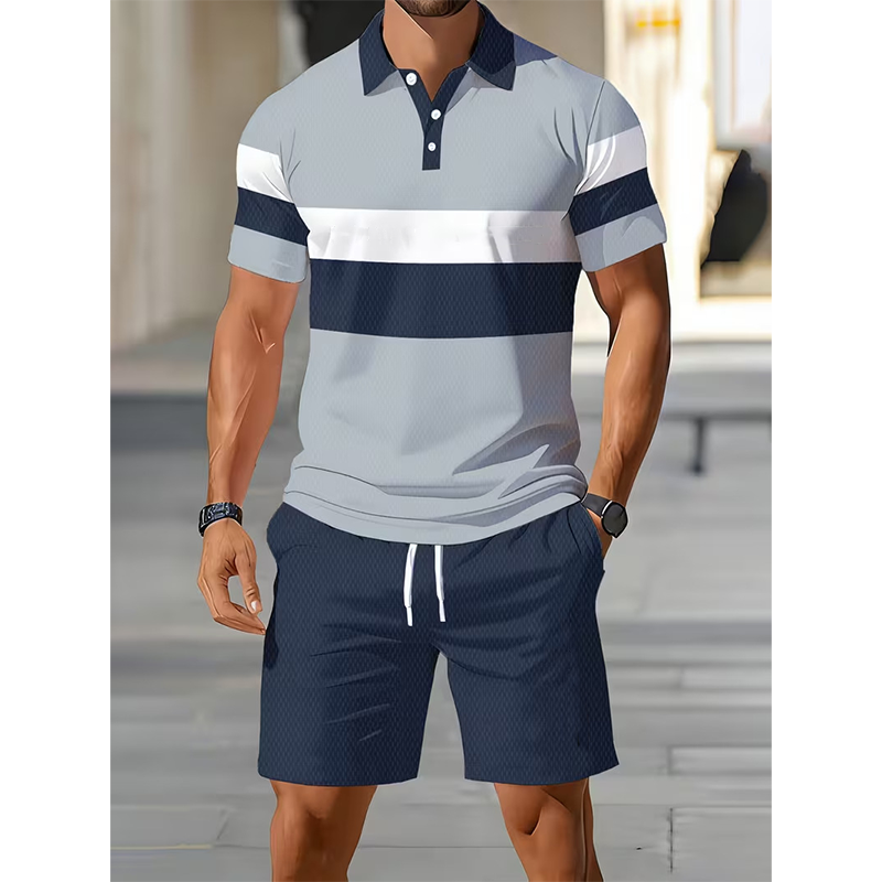 💥 Men's Two-Piece Shirt and Shorts Set – Digital Print, Athletic Fit, Wrinkle Resistant ✨