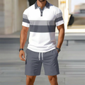 💥 Men's Two-Piece Shirt and Shorts Set – Digital Print, Athletic Fit, Wrinkle Resistant ✨
